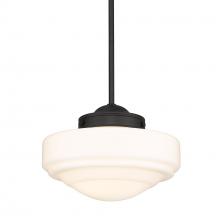  0508-M BLK-VMG - Ingalls Medium Pendant in Matte Black with Vintage Milk Glass Shade